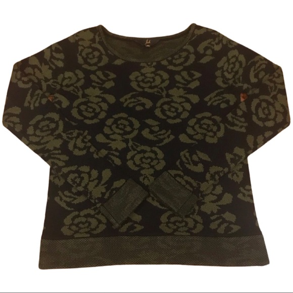 Jack by BB Dakota Sweaters - Jack sweater Floral Pattern Black and Army…